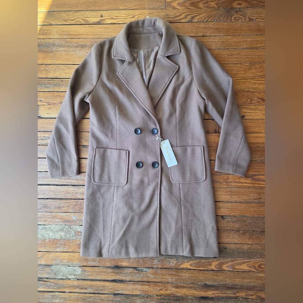 Classic Tan Double-Breasted Trench Coat